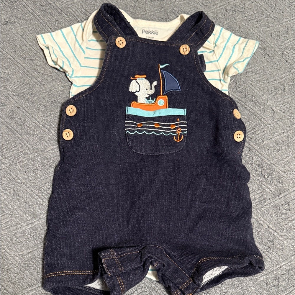 Navy Baby Overalls 3 piece set